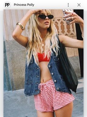 Princess Polly Oversized Denim Vest in Dark Blue